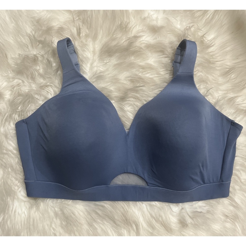Cacique No Wire Lightly Lined Comfort Bliss Blue Bra Womens Size 44DD‎
